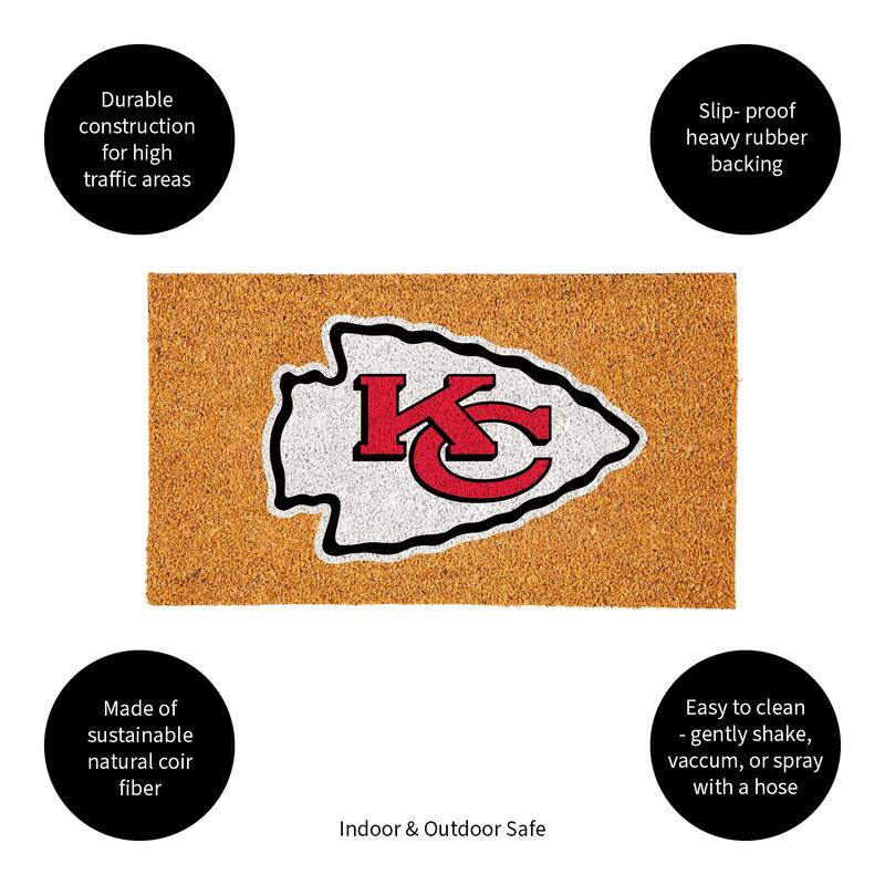 Coir Door Mat, 16"x 28", Kansas City Chiefs - 28" x 16"