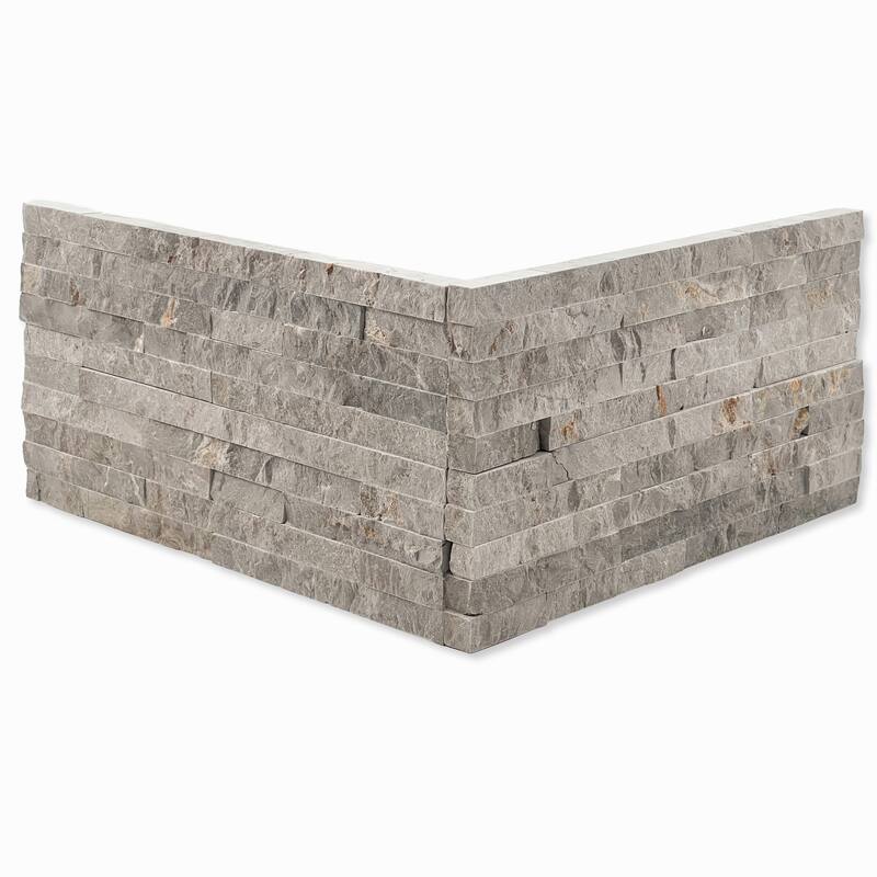Slender Strip 3 in. x 12 in. Panel and 3 in. x 12 in. Corner Marble Wall Tile - Ashen Grey Corner - 2.95 in x 11.81 in.