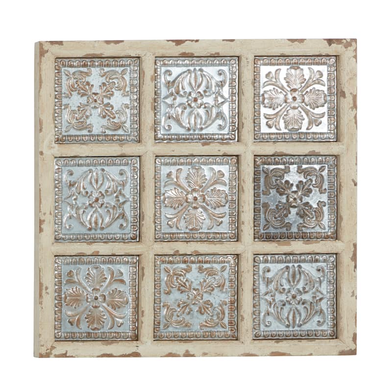 Metal Scroll Wall Decor with Embossed Details - White - Roche River Decor
