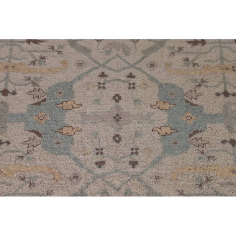 All-Over Ivory Oushak Oriental Area Rug Handmade Wool Carpet - 7'11" x 9'11"