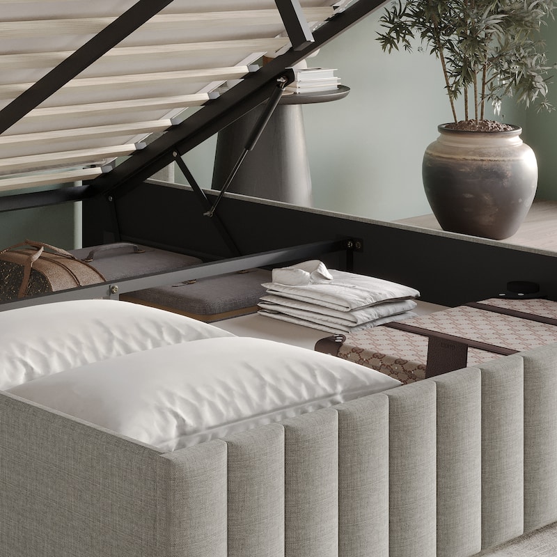 CraftPorch Minimalist Wingback Platform Lift Up Storage Bed