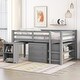preview thumbnail 1 of 13, Full Size Loft Bed with Rolling Desk, Cabinet, Drawers, and Shelves, Multifunctional Pine Wood Frame with Gray