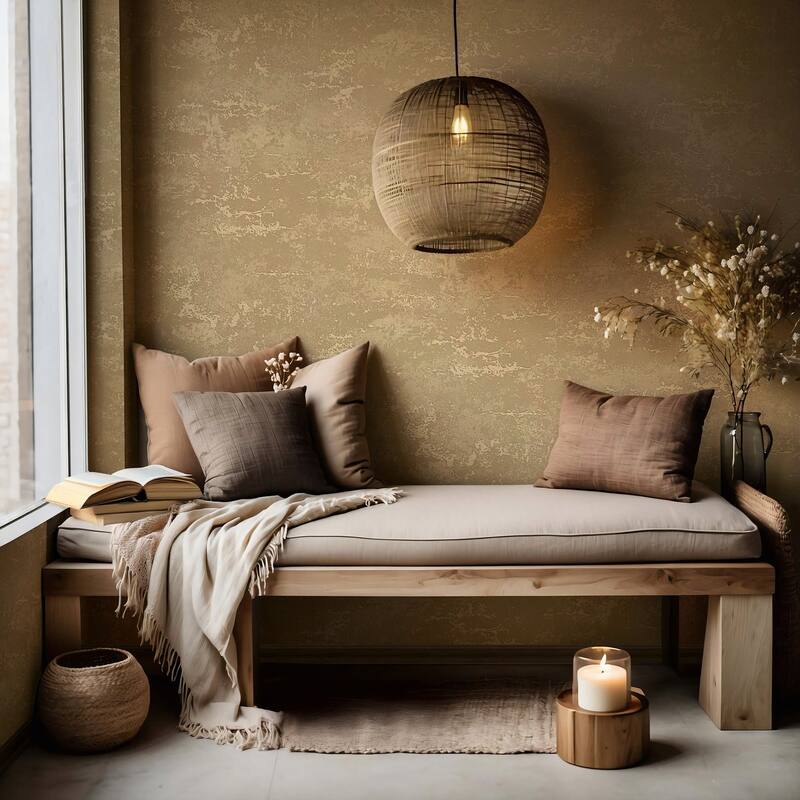 Galerie Wallcoverings Terra Collection Old Stone Matte Finish Clay Ink on Non-Woven Wallpaper Roll