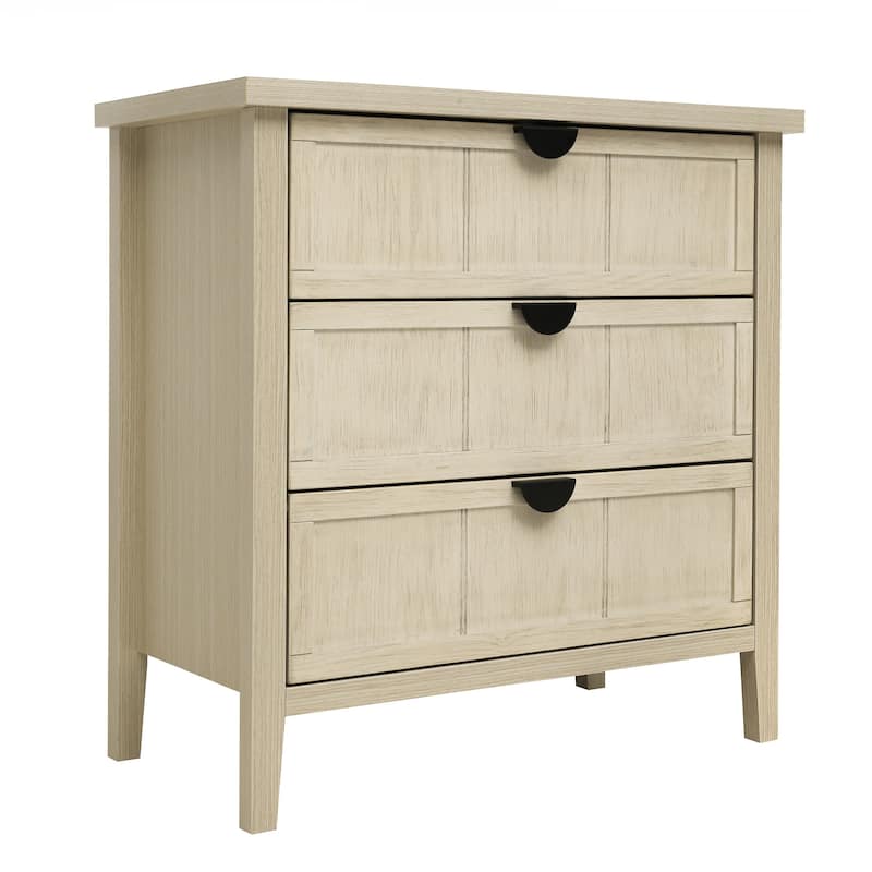 Roomfitters 3 Drawer Dresser Storage Cabinet, Modern Wooden Chest of Drawers with Metal Handles, Natural