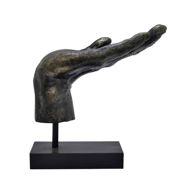 Lizzy Tabletop Decorative Hand Sculpture, Black, Bronze Resin 14 Inch