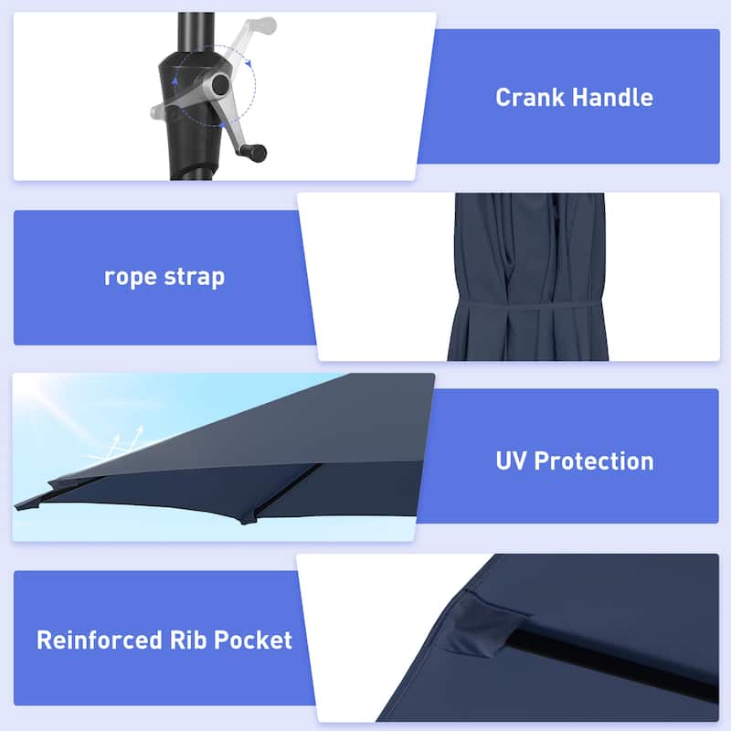 Autlaycil 15ft Patio Umbrella with Base,Large Outdoor Rectangle Double-Sided Umbrella
