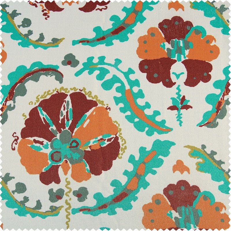 Exclusive Fabrics Tribeca Hibiscus Printed Linen Textured Room Darkening Curtain (1 Panel) - Stylish Print, Textured Elegance