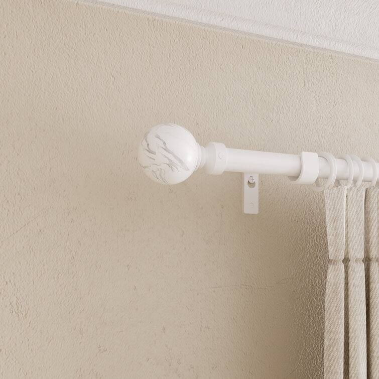 Acroma Adjustable Single Curtain Rod and Coordinating Finial Set - 84 to 120 inches