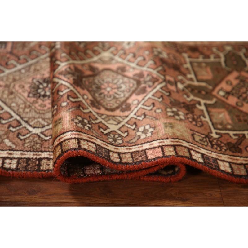 Orange Gharajeh Persian Vintage Runner Rug Handmade Wool Carpet - 1'10"x 7'5"