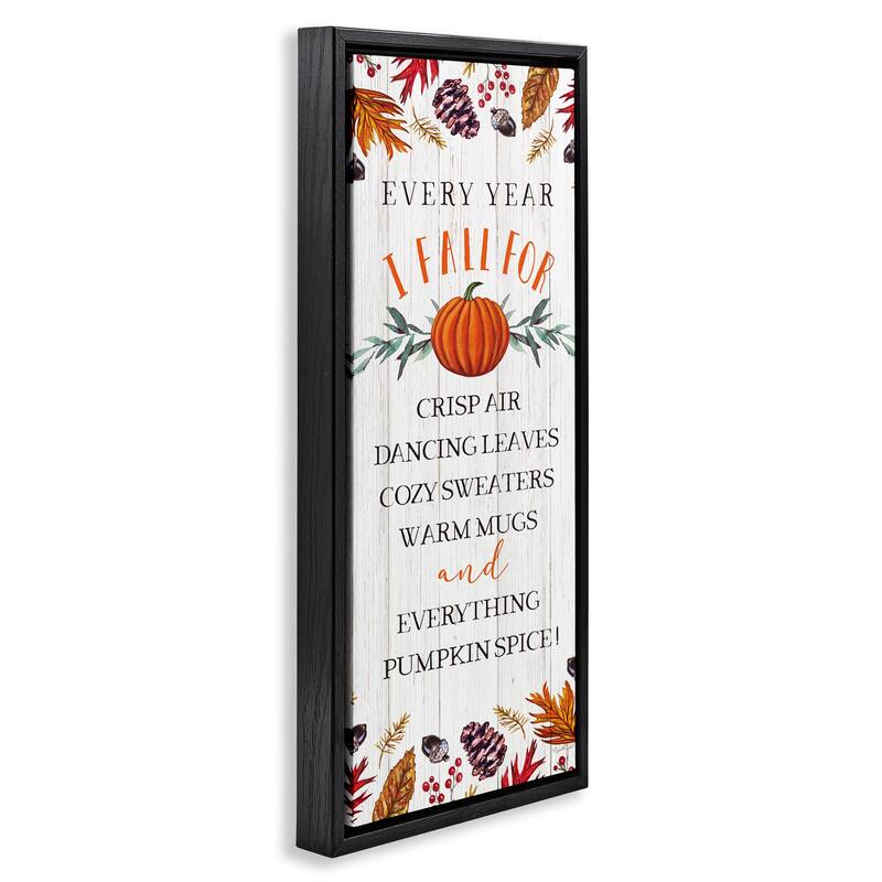Stupell Every Year Favorite Fall Things Framed Floater Canvas Wall Art Design By Elizabeth Tyndall