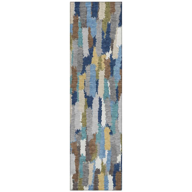 Machine Washable Indoor/ Outdoor Contemporary Stacks Chantille Rug