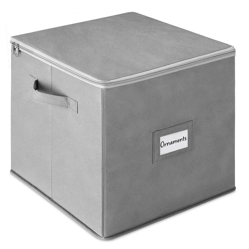 Christmas Ornament Storage Box with Zippered Cover –Stores up to 64 Ornaments,