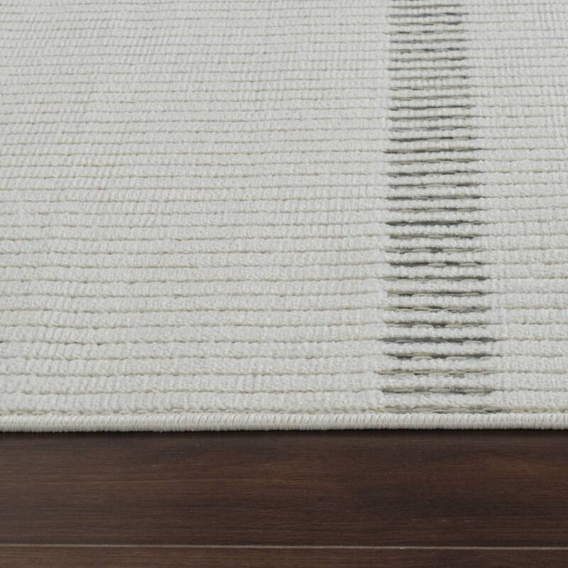 Jasi Stripe Weather Resistant Sleek Contemporary Runner Outdoor Rug