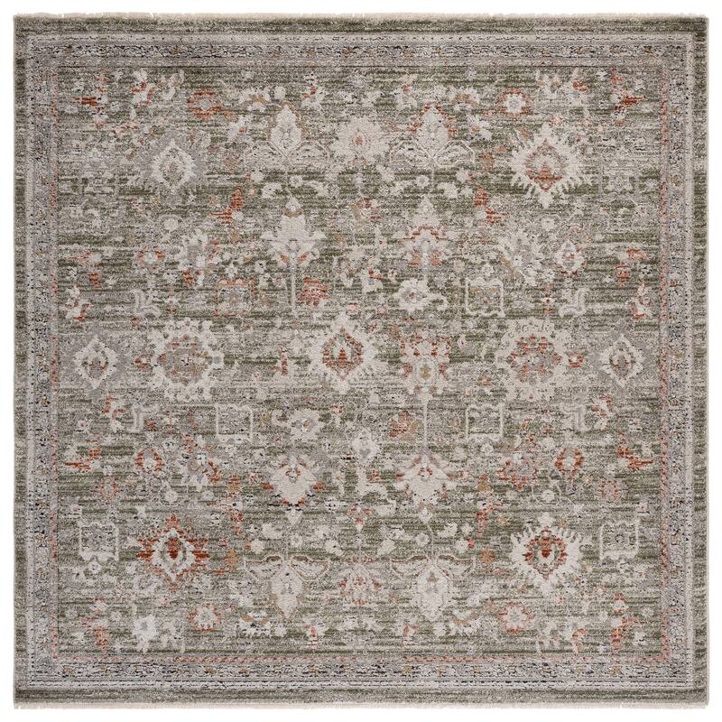 SAFAVIEH Grove Lieschen Traditional Floral Rug - 6'7" Square - Green/Grey