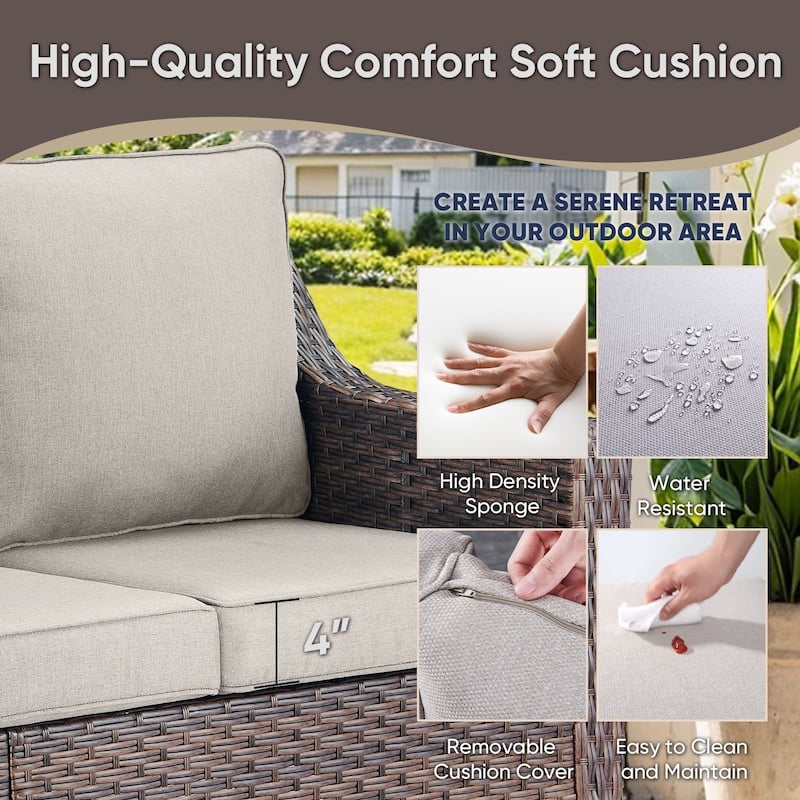 Pocassy All-Weather Rattan Patio Funiture Set