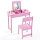 preview thumbnail 2 of 7, 2-in-1 Vanity Desk and Chair for Kids with Flip-Top Mirror and Organizer - 27.5" x 13.5" x 24"