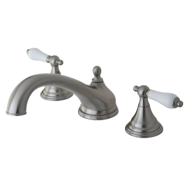 Kingston Brass Vintage Deck Mounted Roman Tub Filler with Lever - Brushed Nickel