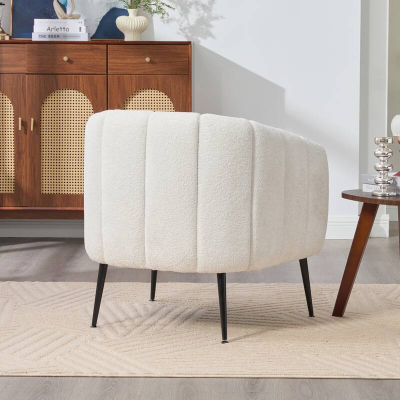 29.9" W Mid-Century Chenille Armchair with Metal Legs