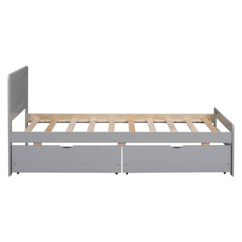 Modern Design Twin Size Platform Bed Frame with 2 Drawers