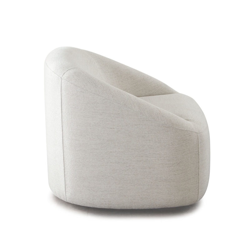 Opal Swivel Accent Chair, Light Oat Gray Polyester, Contoured Barrel Back