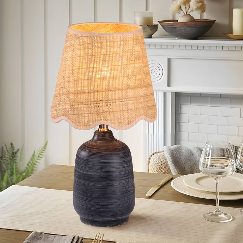 Traditional Ceramic Woven Table Lamp for Living Room