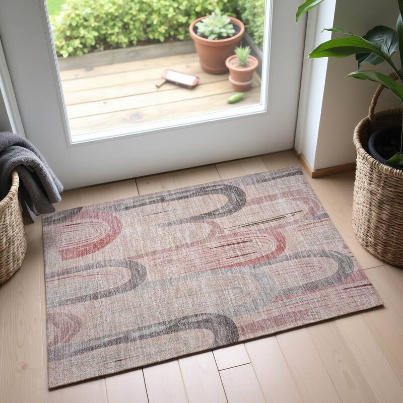 Premium Washable Super Soft Contemporary Imprints Mayfield Rug - Salmon - 1'8" x 2'6"