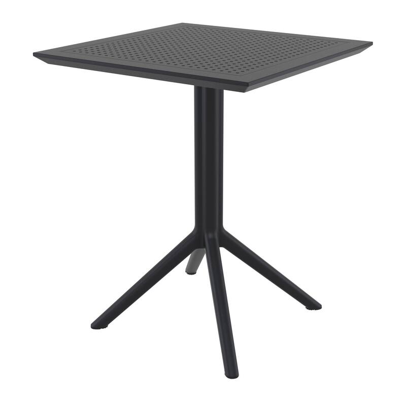 29.5" Black Folding Square Outdoor Patio Dining Table