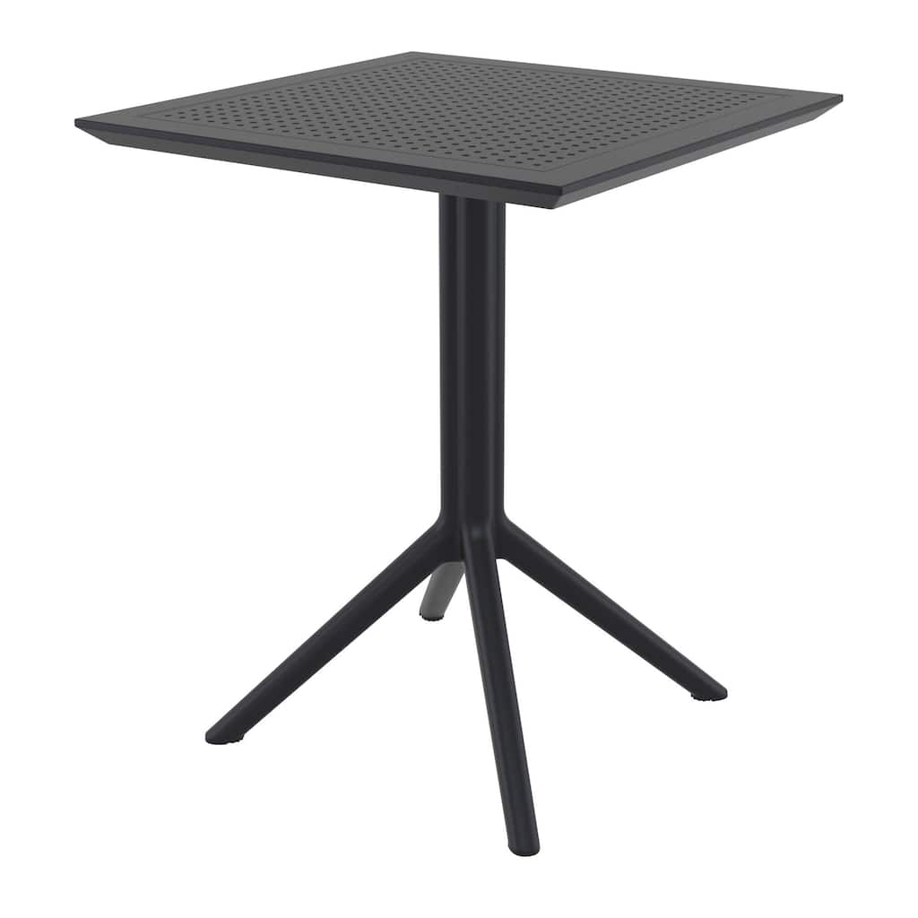 29.5" Black Folding Square Outdoor Patio Dining Table