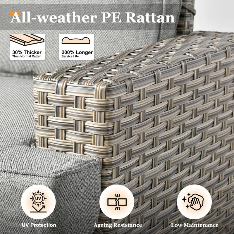 XIZZI 9-piece Patio Furniture Outdoor Wicker Sofa Seating Set