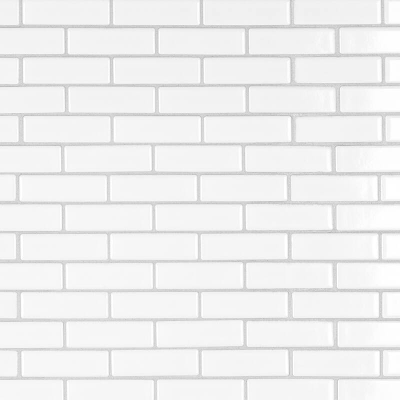 Merola Tile Metro Brick Subway Glossy White 10-1/4" x 11-1/2" Porcelain Mosaic Tile