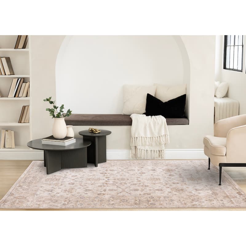 Beige White Grey Elegant Classic Rug