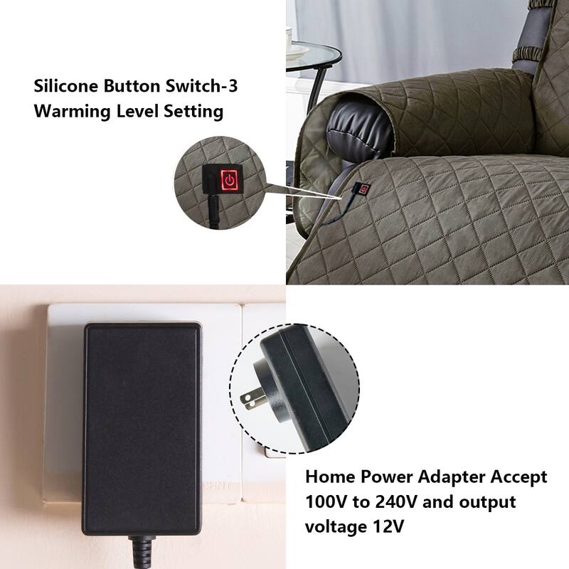 Stonecrest Heated Recliner Chair Cover, Microfiber Recliner Slipcover