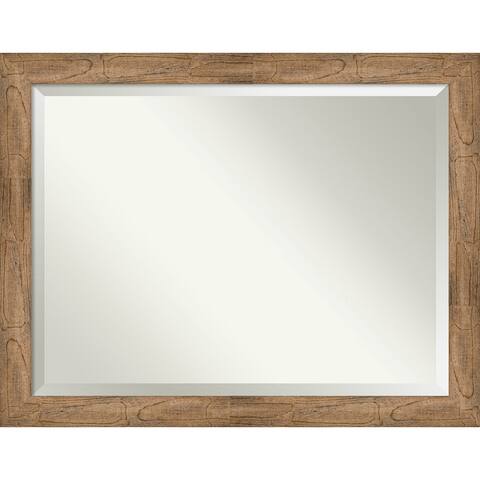 Beveled Wood Bathroom Wall Mirror - Owl Brown Frame