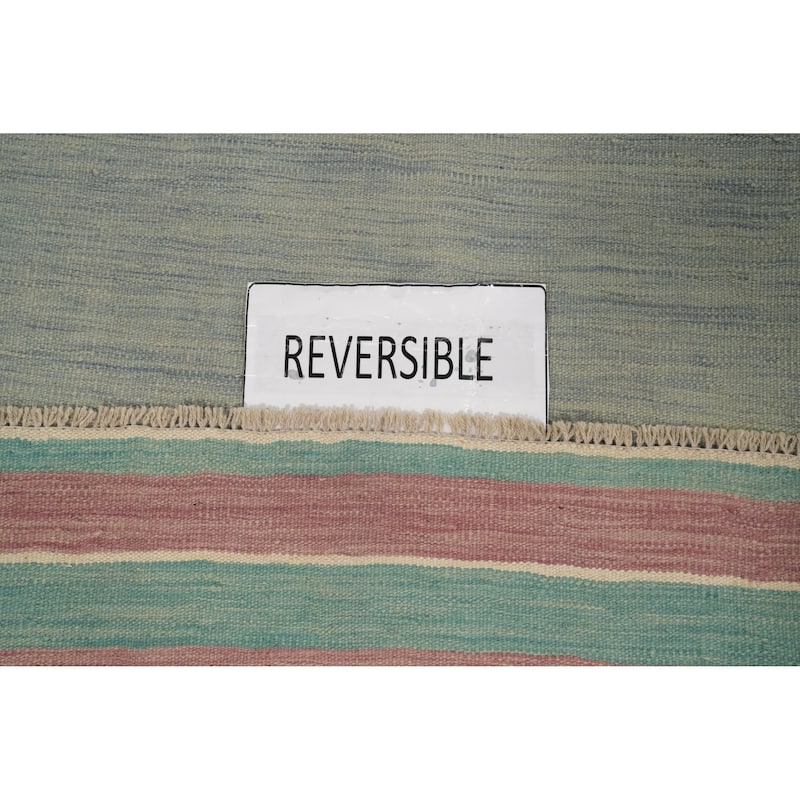 Hand Woven Oriental 100% Wool Carpet Southwestern Modern Multi-Colored Kilim Area Rug - 9' 11'' X 6' 8''