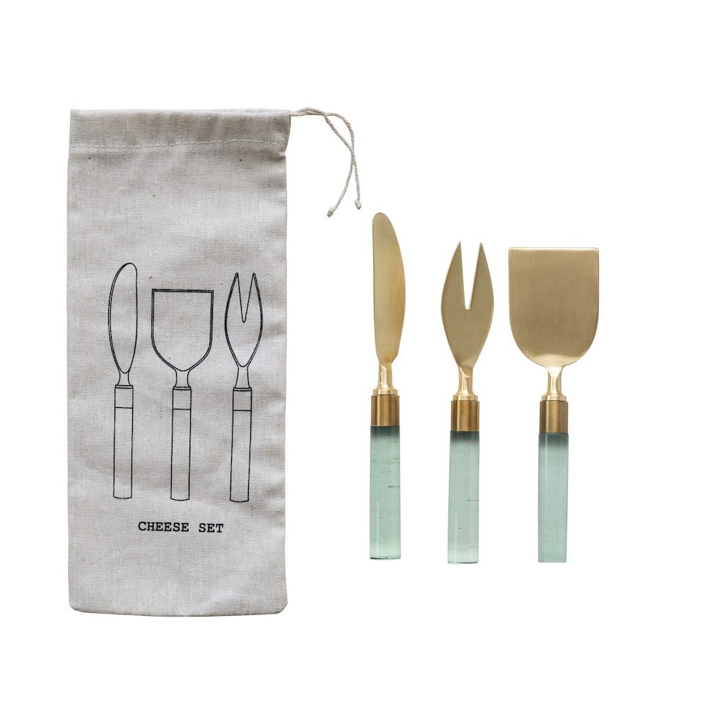 Stainless Steel Cheese Utensils with Resin Handles - 7.0"L x 0.9"W x 0.5"H - 7.0"L x 0.9"W x 0.5"H