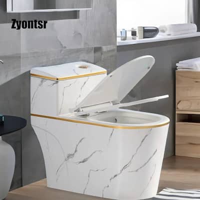 Zyontsr White Mordern Ceramic 1.6 GPF One Piece Toilet (Seat Included)