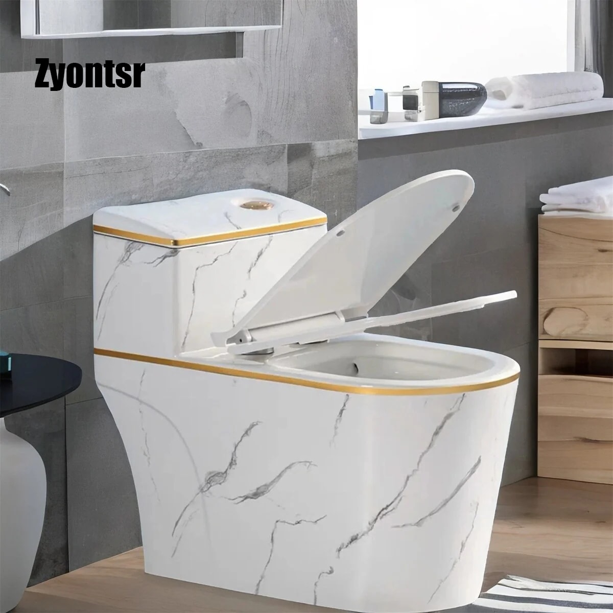 Zyontsr White Mordern Ceramic 1.6 GPF One Piece Toilet (Seat Included)