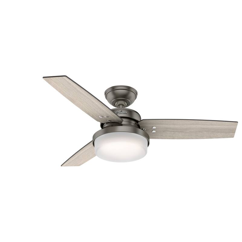 Hunter 44" Sentinel Ceiling Fan with LED Light and Handheld Remote - Soft Modern, Farmhouse, Transitional