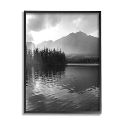 Stupell Lakeside Spruce Tree Forest Outdoor Landscape Photography Framed Wall Art - Grey