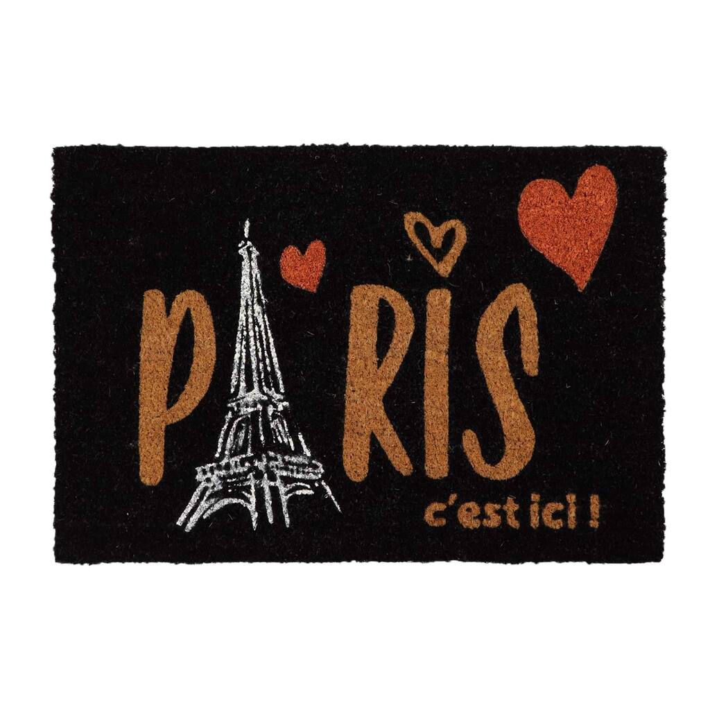 Sheltered Coconut Door Mat Printed Paris C'est Ici 24x16 Black