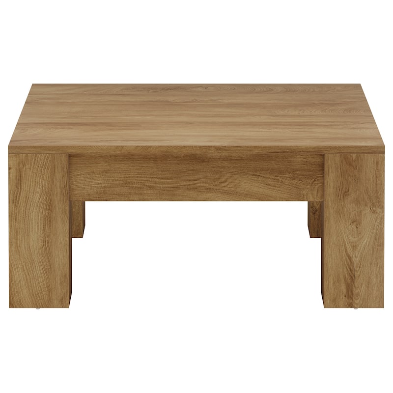 39-Inch Wood Farmhouse Square Coffee Table with Sturdy Legs