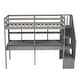 preview thumbnail 36 of 36, Modern Twin Size Loft Bed Frame with Storage Staircase and Double Desks and Shelves