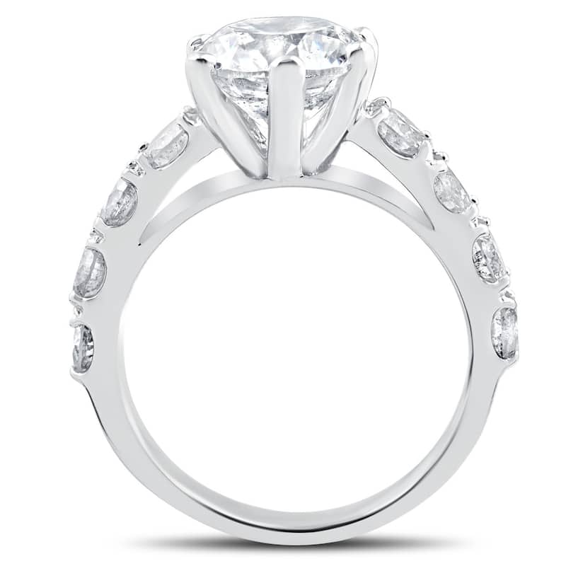 4 1/2ct Round Enhanced Diamond Engagement Ring White Gold
