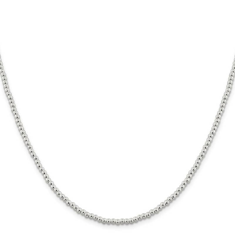 Curata 925 Sterling Silver 3mm Polished Bead Chain Necklace (Lobster)