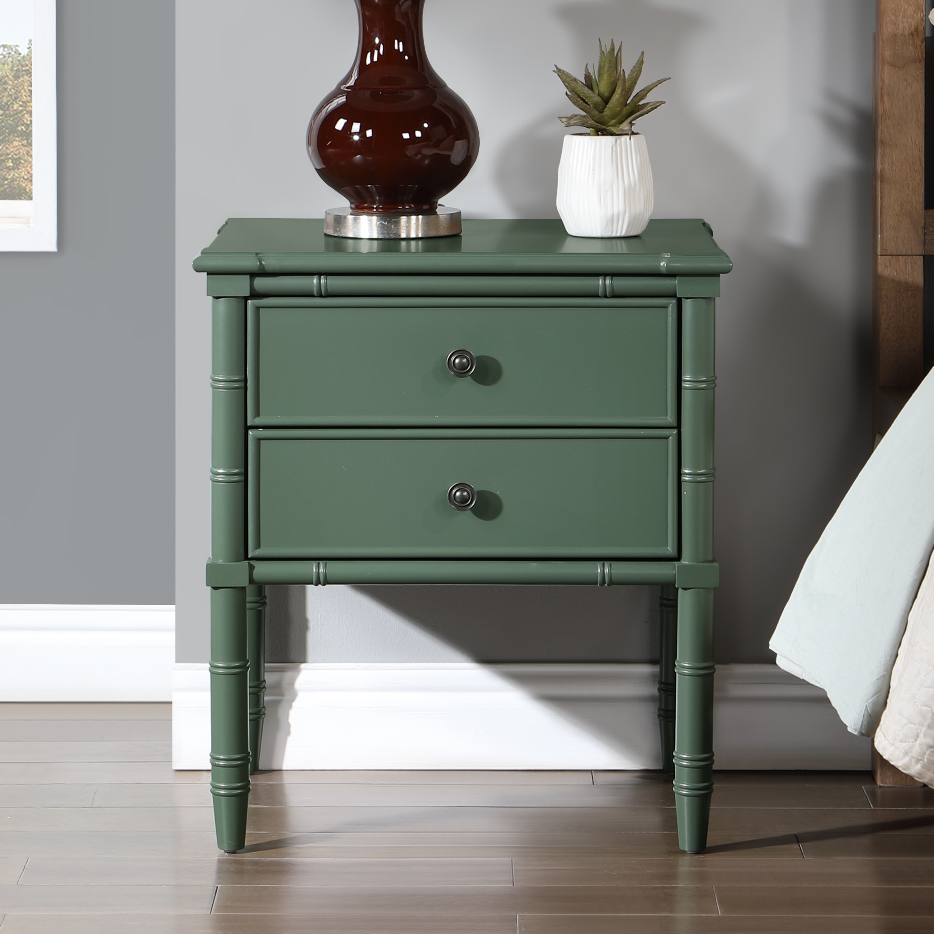 Ettington Carved Bamboo 2 drawer Nightstand by Greyson Living On