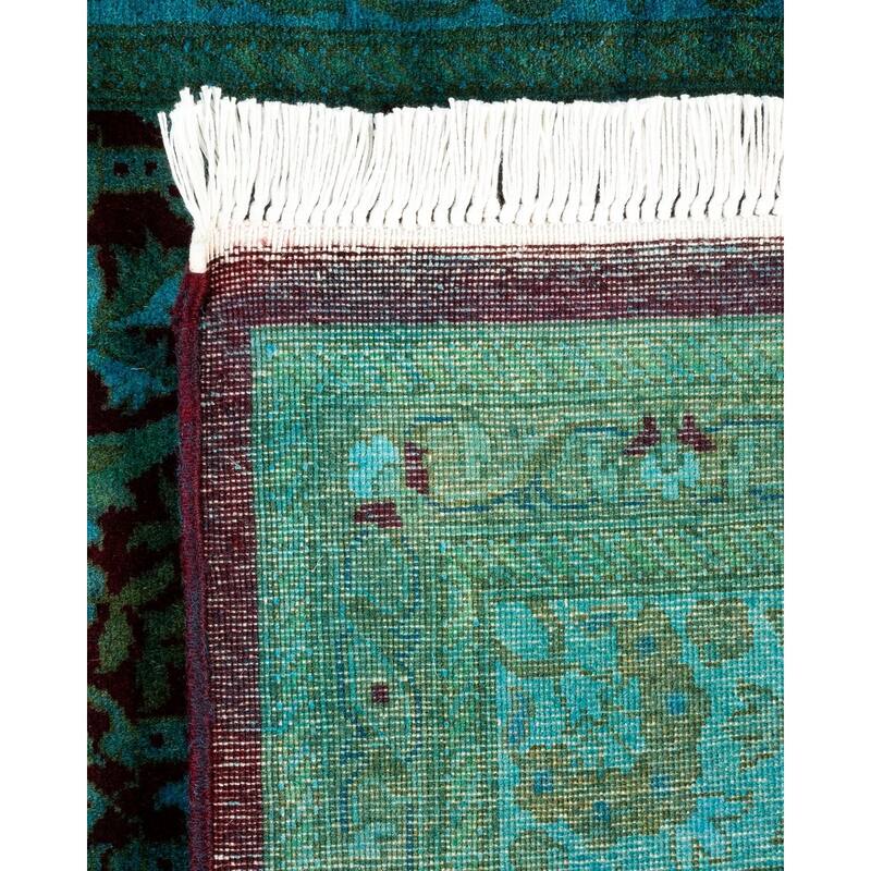 Overton Hand Knotted Wool Vintage Inspired Modern Contemporary Overdyed Blue Runner Rug - 2' 6" x 12' 0"