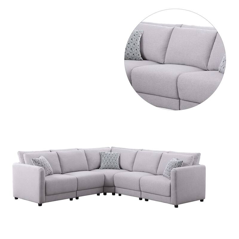 Linen Upholstered Reversible L-Shape Sectional Sofa in Light Gray