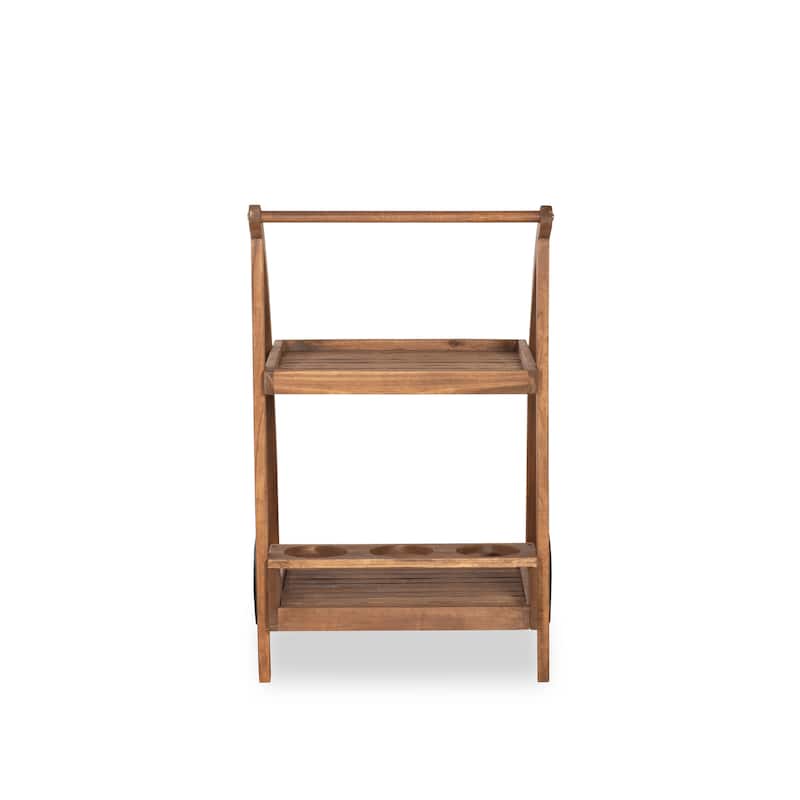 Valencia Teak Finish Acacia Wood Bar Cart