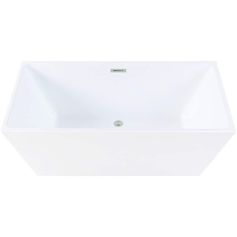 Kingston Brass VTSQ593223C41 Aqua Eden 59" Free Standing Acrylic - White / Polished Nickel