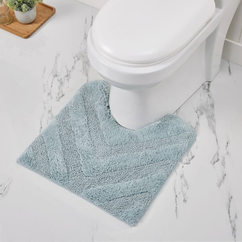 Better Trends Hugo Collection 100% Cotton Tufted Bath Rugs with Chevron Patterns, High Absorbency, Anti-Skid, Easy to Clean